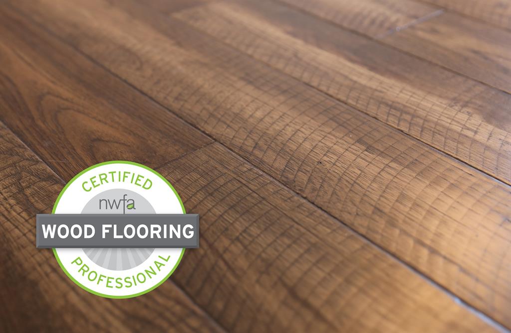 wood floor with logo of Certified NWFA Wood Flooring Professional