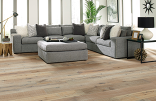 family room with solid engineered wood flooring